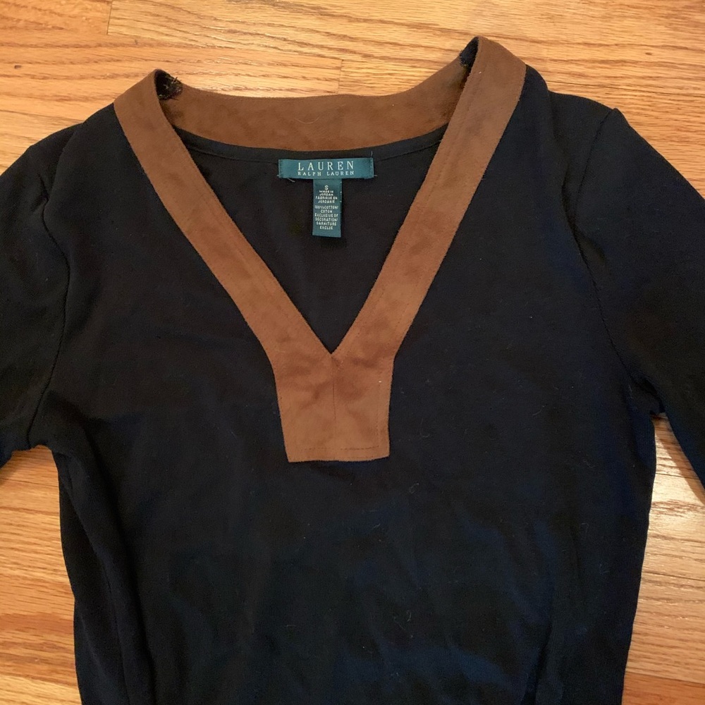 Ralph Lauren Black Knit Dress w/ Suede Accents